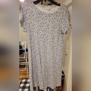 Floral Print Short Sleeve Swing Dress